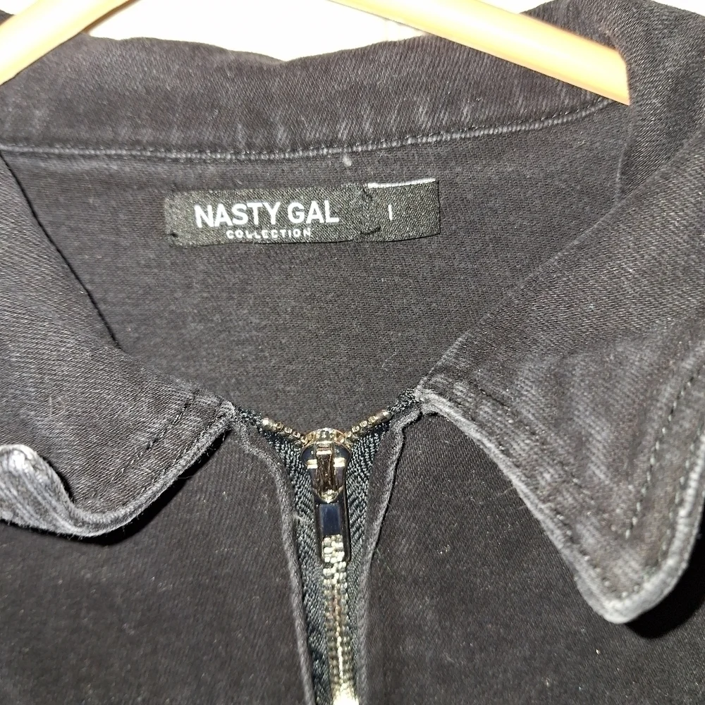 Nasty Gal Black Zipper Front Women's Jumpsuit - Picture 2 of 3